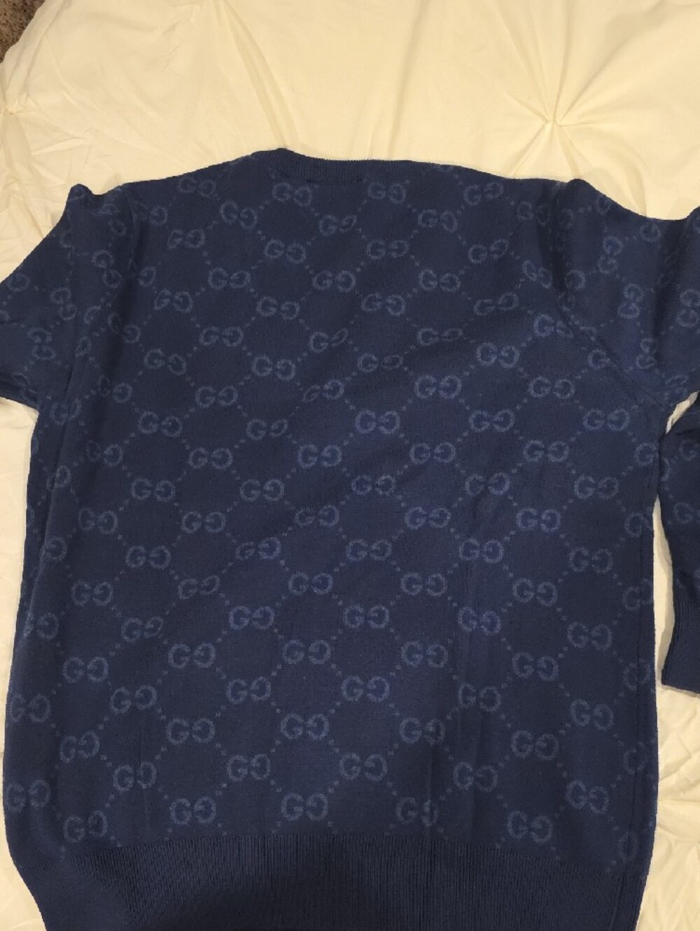 Gucci Men's Dark Blue GG Jacquard Crewneck Sweater - Picture 4 of 4